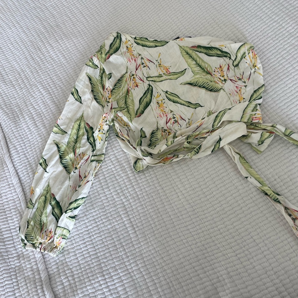 BCBGMaxAzria Tropical Print One-Shoulder Top